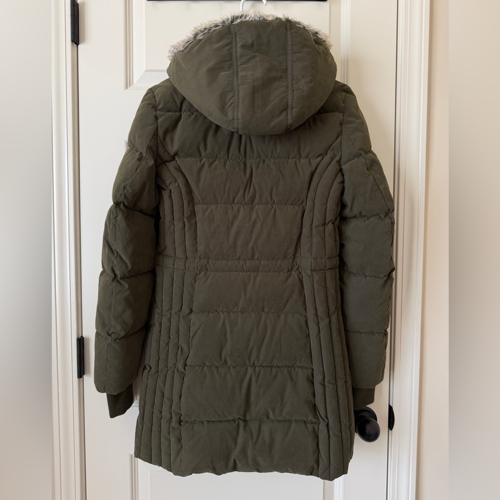 Nautica  NWOT Olive Puffer Coat with Faux Fur Hood  Sz S - Picture 4 of 16